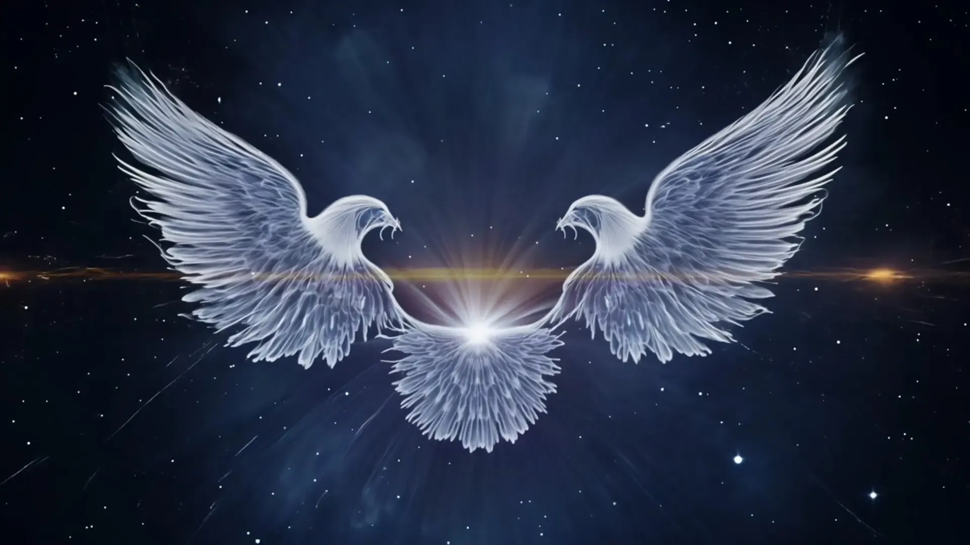 Celestial Winged Guardians Majestic Logo Animation Background